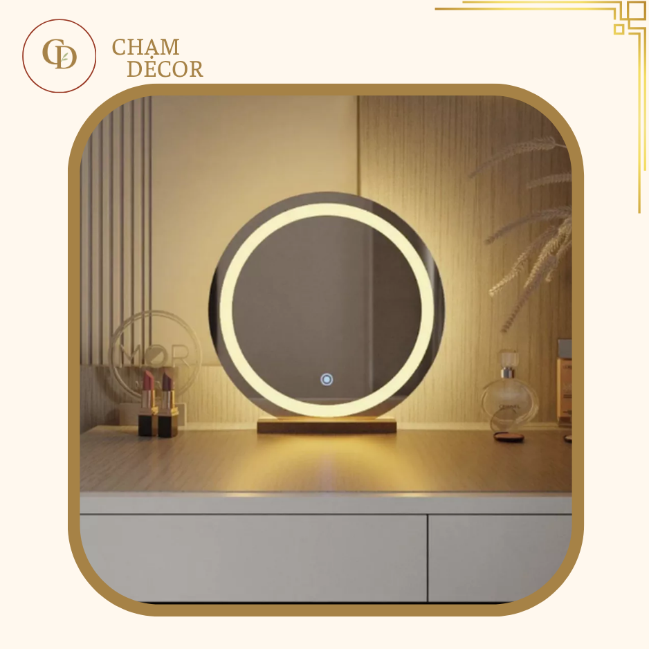 Gương tròn có đèn led trang trí